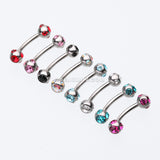 Aurora Gem Ball Curved Barbell Eyebrow Ring-Red