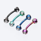 Colorline PVD Aurora Gem Ball Curved Barbell Eyebrow Ring-Black/Clear