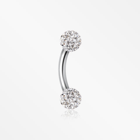 Multi-Gem Sparkle Curved Barbell Eyebrow Ring-Clear