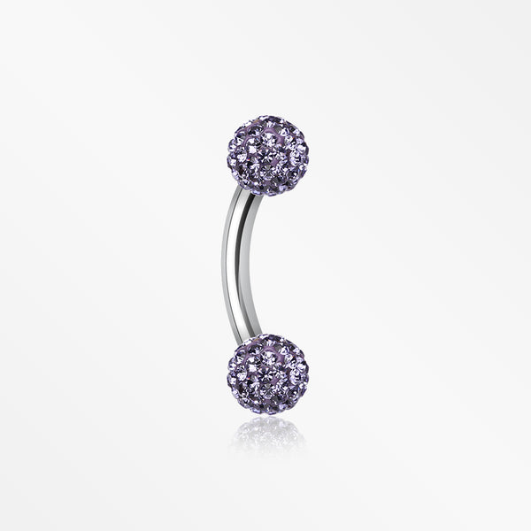 Multi-Gem Sparkle Curved Barbell Eyebrow Ring-Tanzanite