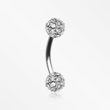 Pave Sparkle Full Dome Curved Barbell Ring-Clear