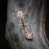 Rose Gold Pave Sparkle Full Dome Curved Barbell Ring-Clear