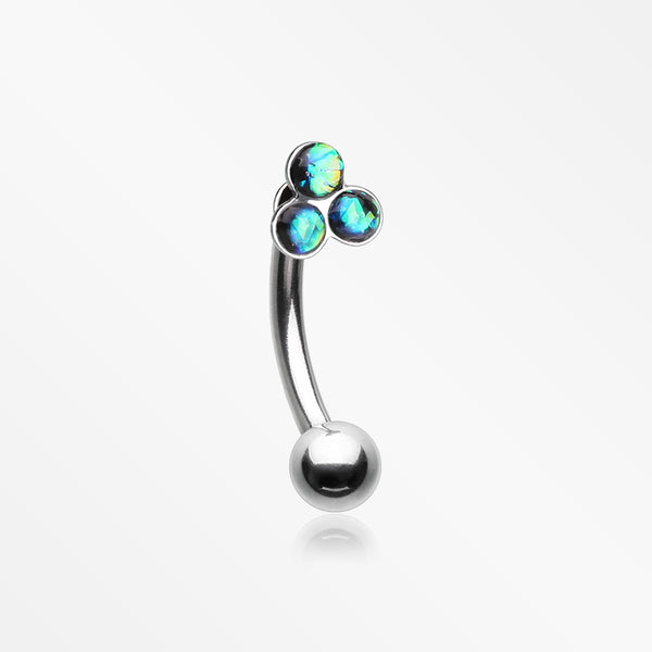 Trinity Opal Sparkle Curved Barbell Ring-Black