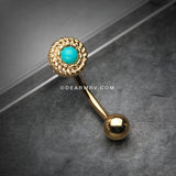 Golden Vintage Rope Turquoise Eyebrow Curved Barbell Ring -Turquoise