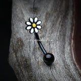 Blackline Spring Blossom Daisy Curved Barbell Ring-Black/White/Yellow