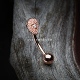 Rose Gold Aria Sparkle Teardrop Curved Barbell Ring-Clear