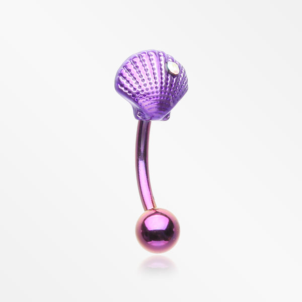 Colorline Ariel's Shell Sparkle Curved Barbell-Purple/Aurora Borealis