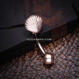 Rose Gold Ariel's Shell Sparkle Curved Barbell-Aurora Borealis