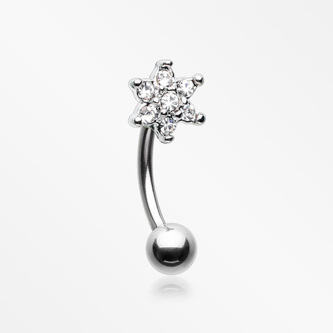 Spring Flower Sparkle Curved Barbell-Clear