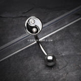Classic Yin Yang Sparkle Curved Barbell-Clear