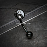 Blackline Classic Yin Yang Sparkle Curved Barbell-Black/Clear