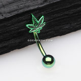 Colorline Cannabis Pot Leaf Curved Barbell-Green