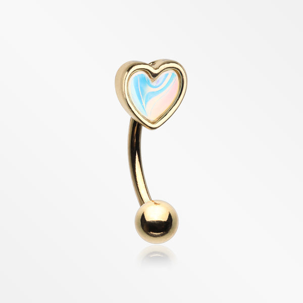 Golden Iridescent Revo Heart Sparkle Curved Barbell