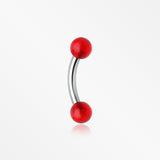 Acrylic Ball Curved Barbell Eyebrow Ring-Red
