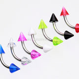 Acrylic Spike Curved Barbell Eyebrow Ring-Black