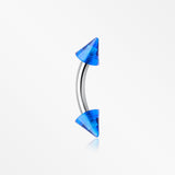 Acrylic Spike Curved Barbell Eyebrow Ring-Blue