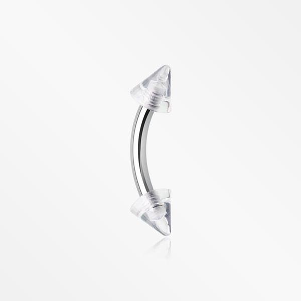 Acrylic Spike Curved Barbell Eyebrow Ring-Clear Gem