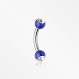 Acrylic Gem Ball Curved Barbell Eyebrow Ring-Blue/Clear