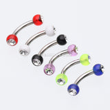 Acrylic Gem Ball Curved Barbell Eyebrow Ring-Red/Clear