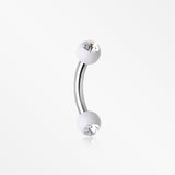 Acrylic Gem Ball Curved Barbell Eyebrow Ring-White/Clear