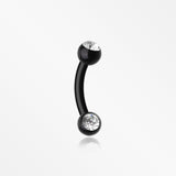 Acrylic Gem Ball Flexible Shaft Curved Barbell Eyebrow Ring-Black/Clear