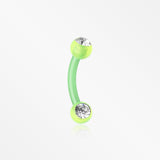Acrylic Gem Ball Flexible Shaft Curved Barbell Eyebrow Ring-Green/Clear