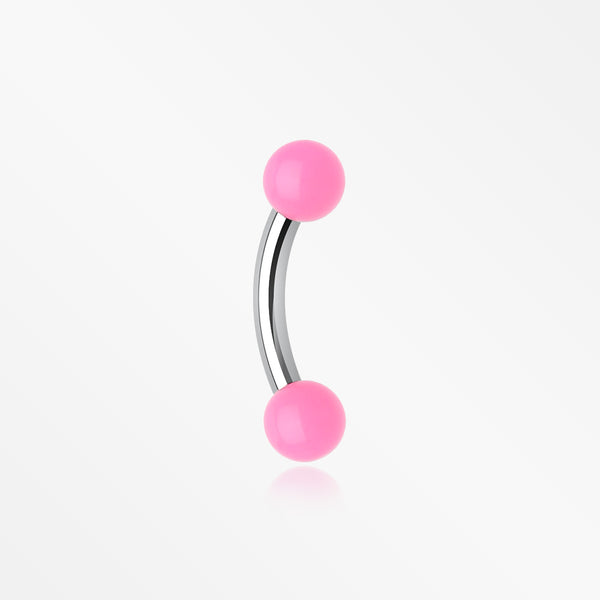 Neon Acrylic Curved Barbell Eyebrow Ring-Pink