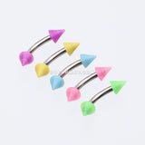 Neon Acrylic Spike Ends Curved Barbell Eyebrow Ring-Green