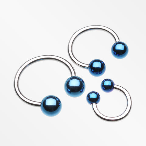Colorline PVD Ball Ends Steel Horseshoe Circular Barbell-Blue