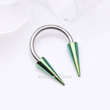 Detail View 1 of Colorline Long Spikes Steel Horseshoe Circular Barbell-Green