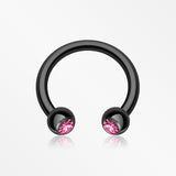 Blackline PVD Gem Ball Horseshoe Circular Barbell-Black/Pink