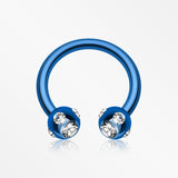 Blackline PVD Aurora Gem Ball Horseshoe Circular Barbell-Blue/Clear
