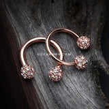 Rose Gold Pave Sparkle Full Dome Horseshoe Circular Barbell-Clear