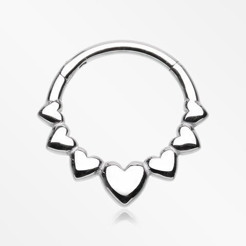 Queen of Hearts Steel Seamless Clicker Hoop Ring
