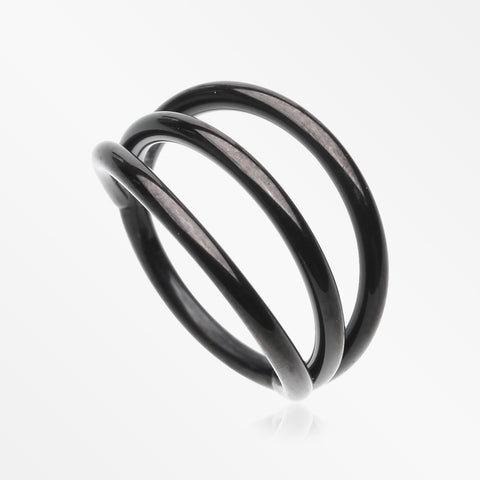 Blackline Triple Hoop Steel Seamless Clicker Hoop Ring