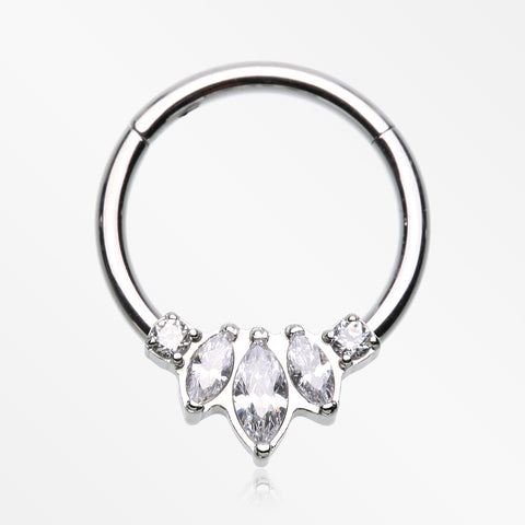 Marquise Brilliance Multi-Gem Sparkle Seamless Clicker Hoop Ring-Clear Gem