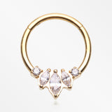 Golden Marquise Brilliance Multi-Gem Sparkle Seamless Clicker Hoop Ring-Clear Gem