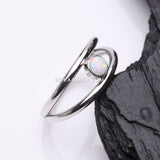 Double Hoop Fire Opal Sparkle Seamless Clicker Hoop Ring