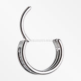 Triple Row Hoop Sparkle Rimmed Seamless Clicker Hoop Ring-Clear Gem