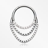 Majestic Sparkle Double Chained Seamless Clicker Hoop Ring-Clear Gem