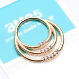 Golden Brilliant Sparkle Gem Lined Triple Loop Accent Seamless Clicker Hoop Ring-Clear Gem