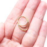 Golden Majestic Fire Opal Double Chained Seamless Clicker Hoop Ring-White Opal