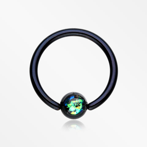 Colorline Opalescent Sparkle Captive Bead Ring-Black