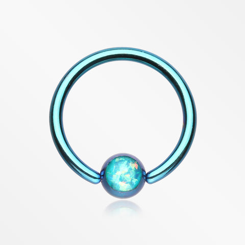 Colorline Opalescent Sparkle Captive Bead Ring-Teal