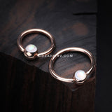 Rose Gold Opalescent Sparkle Captive Bead Ring-White