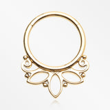 Golden Lotus Floral Filigree Elegance Clicker Hoop Ring