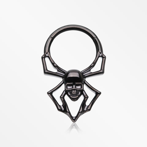 Blackline Venomous Skull Spider Steel Clicker Hoop Ring
