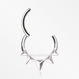 Detail View 1 of Triangle Pyramid Studded Spike Steel Clicker Hoop Ring