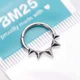 Detail View 4 of Triangle Pyramid Studded Spike Steel Clicker Hoop Ring