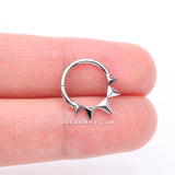 Detail View 3 of Triangle Pyramid Studded Spike Steel Clicker Hoop Ring